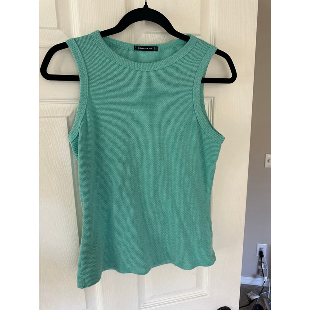 Women's STACCATO Ribbed Tank Top Green Size large